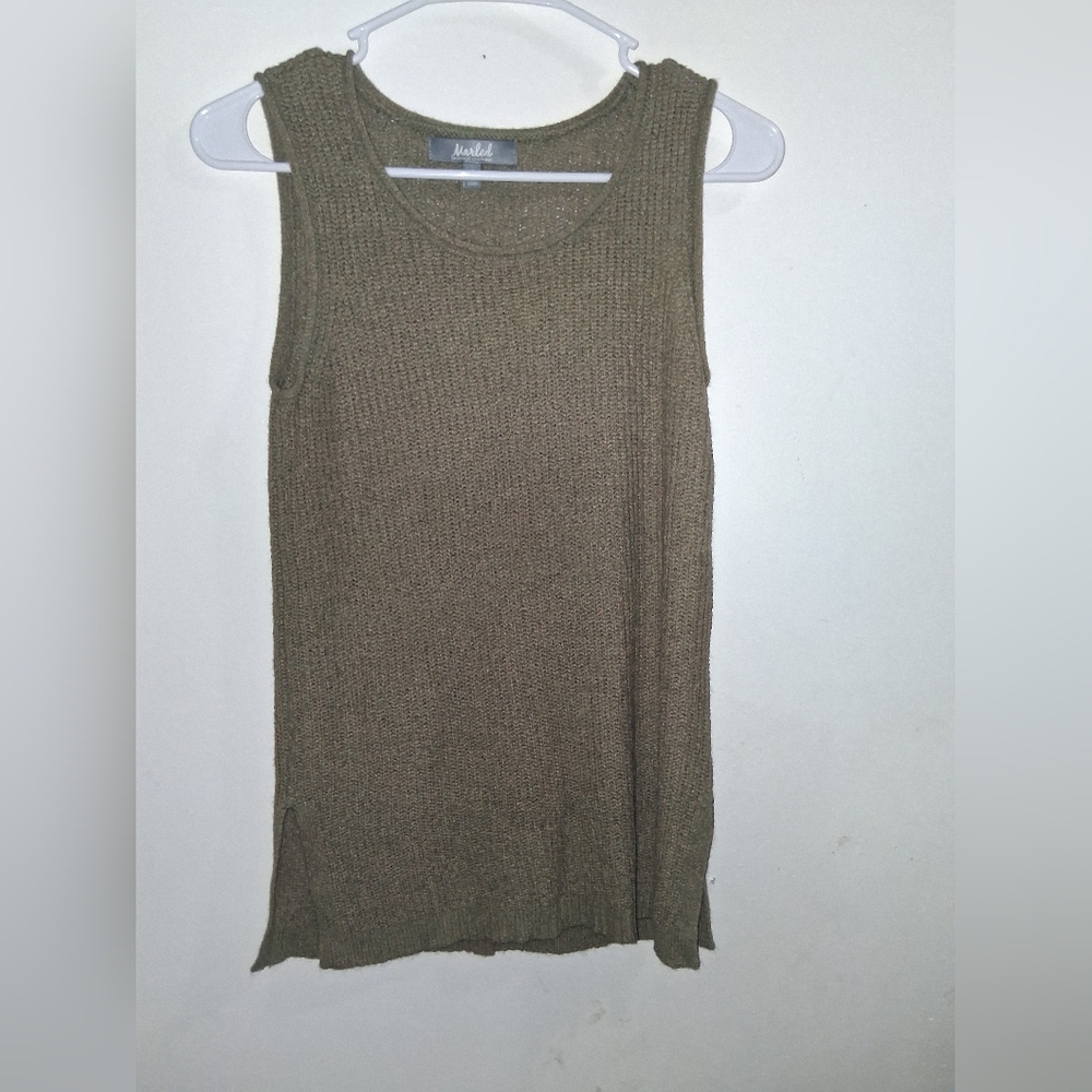 Marled Olive Sleeveless Knit Tank Top